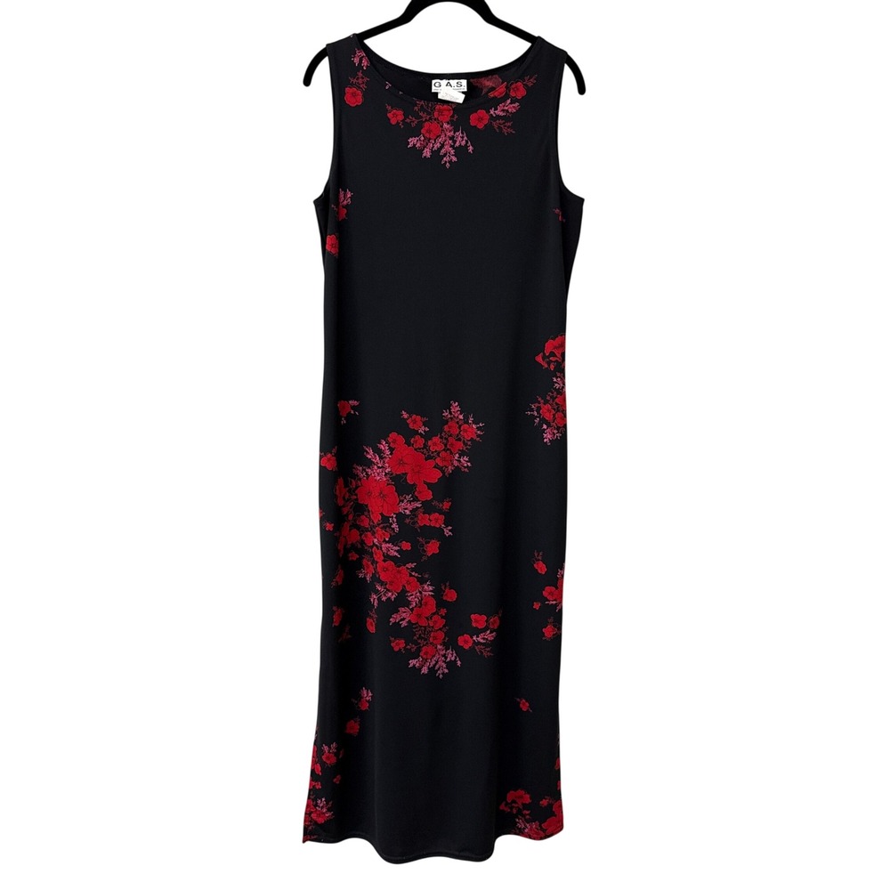 Vintage GAS Womens 90s Whimsigoth Fairy Grunge Dark Floral Maxi Dress Size 10
